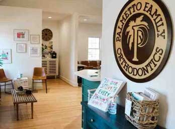 Image of the cozy interior of Palmetto Family Orthodontics in Greenville, SC with modern furniture